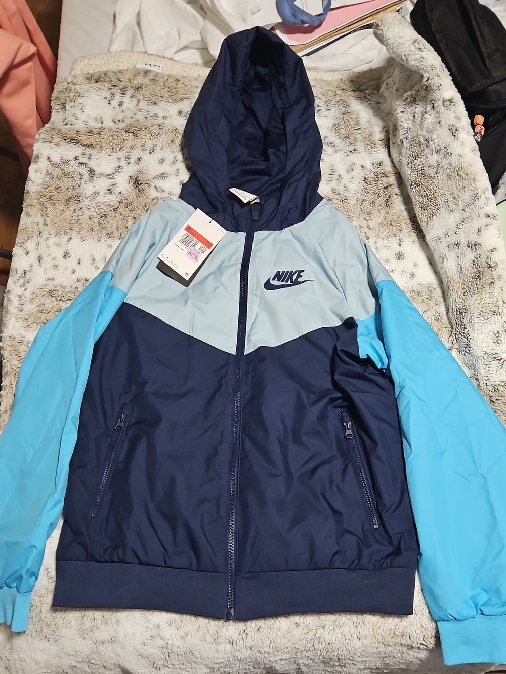 Nike Kids Windrunner Jacket Colorblock Blue Boys Large NWT